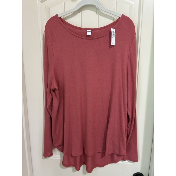 NEW Old Navy XL Women Crewneck Long Sleeve Tee T-shirt Rose Pink - Picture 1 of 2